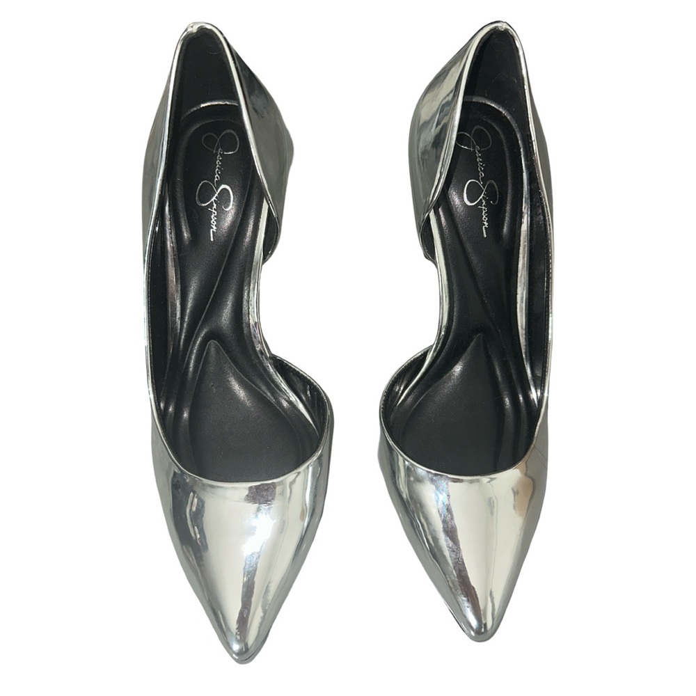 Jessica Simpson Metallic Silver Pointed D'Orsay Pumps